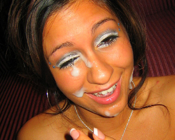 Sexy amateur girl Raven receives a facial.