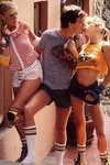 Two skater girls pleasing a seventies dude they picked up