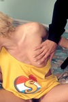 Busty teenage girl gets fucked in both her tight fuckholes