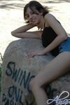 Alyssa poses at a park for swingers only!