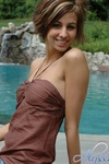 Alyssa strips down next to the pool