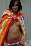 Alyssa wears her beach towel like a cape and saves the day!