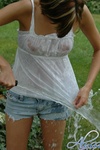 Alyssa gets wet in a see through top and shorts