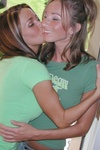 Horny lesbians play around outside